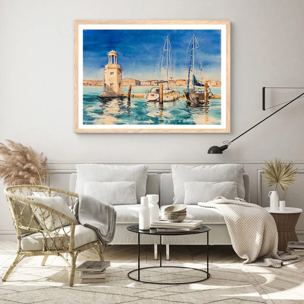 Affiche dans un chêne clair - Poster - Lagune ensoleillée - 91x61 cm