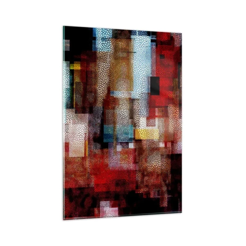 Impression sur verre - Image sur verre - Abstraction géométrique dans des tons intenses de rouge - 80x120cm - Mélange de confusions - Décoration murale moderne pour le salon et la chambre ARTTOR