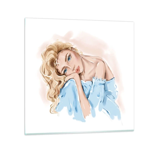 Impression sur verre - Image sur verre - Rêveuse en bleu - 50x50 cm