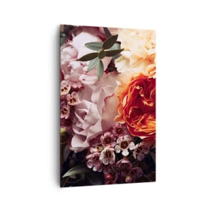 Impression sur toile - Image sur toile - Gros plan d'une composition florale colorée - 80x120cm - Enveloppé de beauté - Décoration murale moderne pour le salon et la chambre ARTTOR