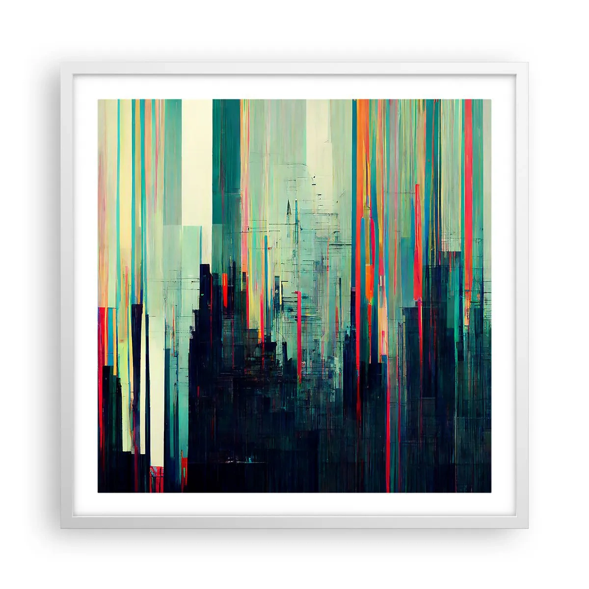 Affiche dans un cadre blanc - Poster - Ville futuriste - 60x60 cm