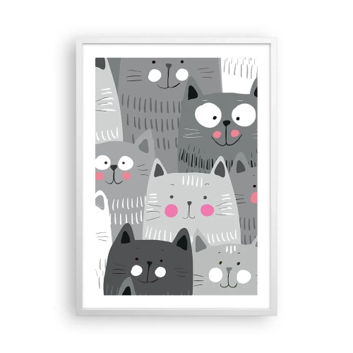 Affiche dans un cadre blanc - Poster - Le monde des chats - 50x70 cm