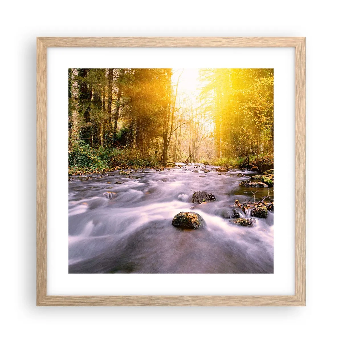 Affiche dans un chêne clair - Poster - Malachite dans un cadre argent et or - 40x40 cm