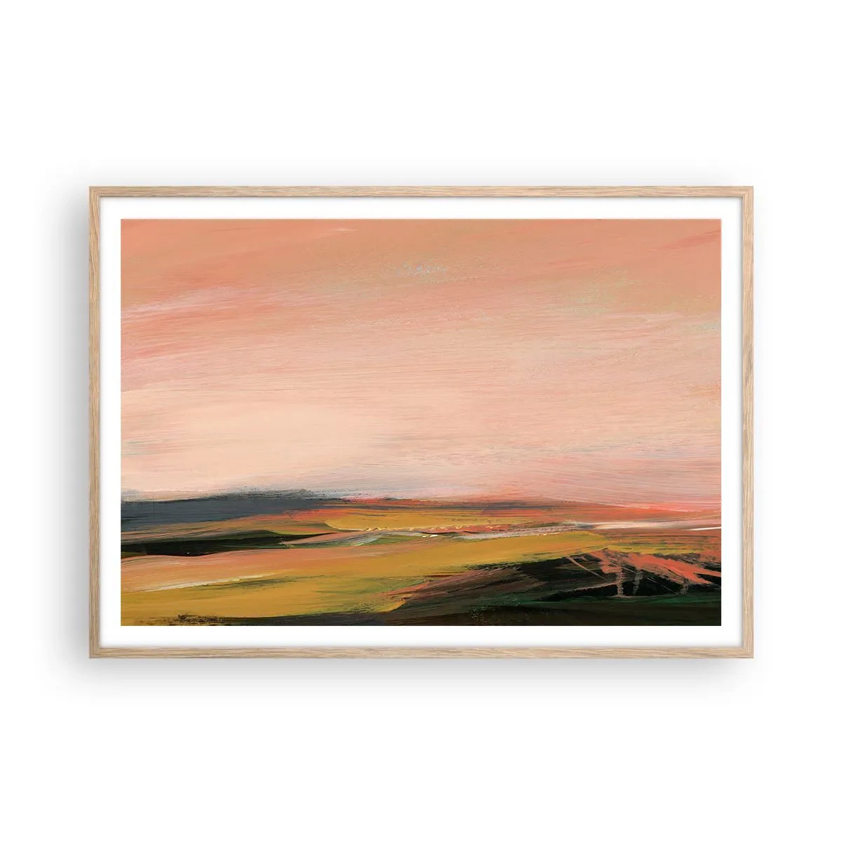 Affiche dans un chêne clair - Poster - Dans les tons de roses - 100x70 cm