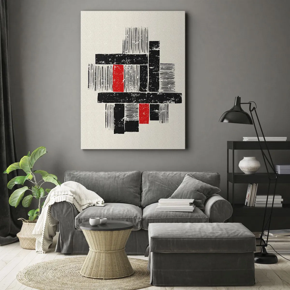 Impression sur toile - Image sur toile - En rouge et noir - 65x120 cm