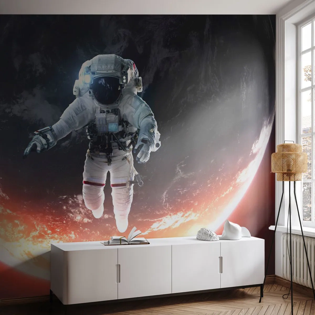 Papier Peint Autocollant Deluxe Sticker - Puis-je rester un peu plus longtemps ? - Astronaute, Cosmos, Cosmonaute - 250x175 cm