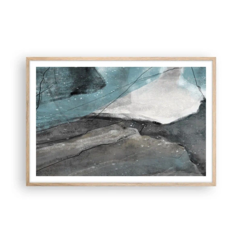Affiche dans un chêne clair - Poster - Résumé : roches et glace - 91x61 cm