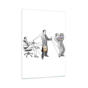 Impression sur verre - Image sur verre - Illustration de la hiérarchie du travail de bureau - 50x70cm - Chacun a son maître - Décoration murale moderne pour le salon et la chambre ARTTOR