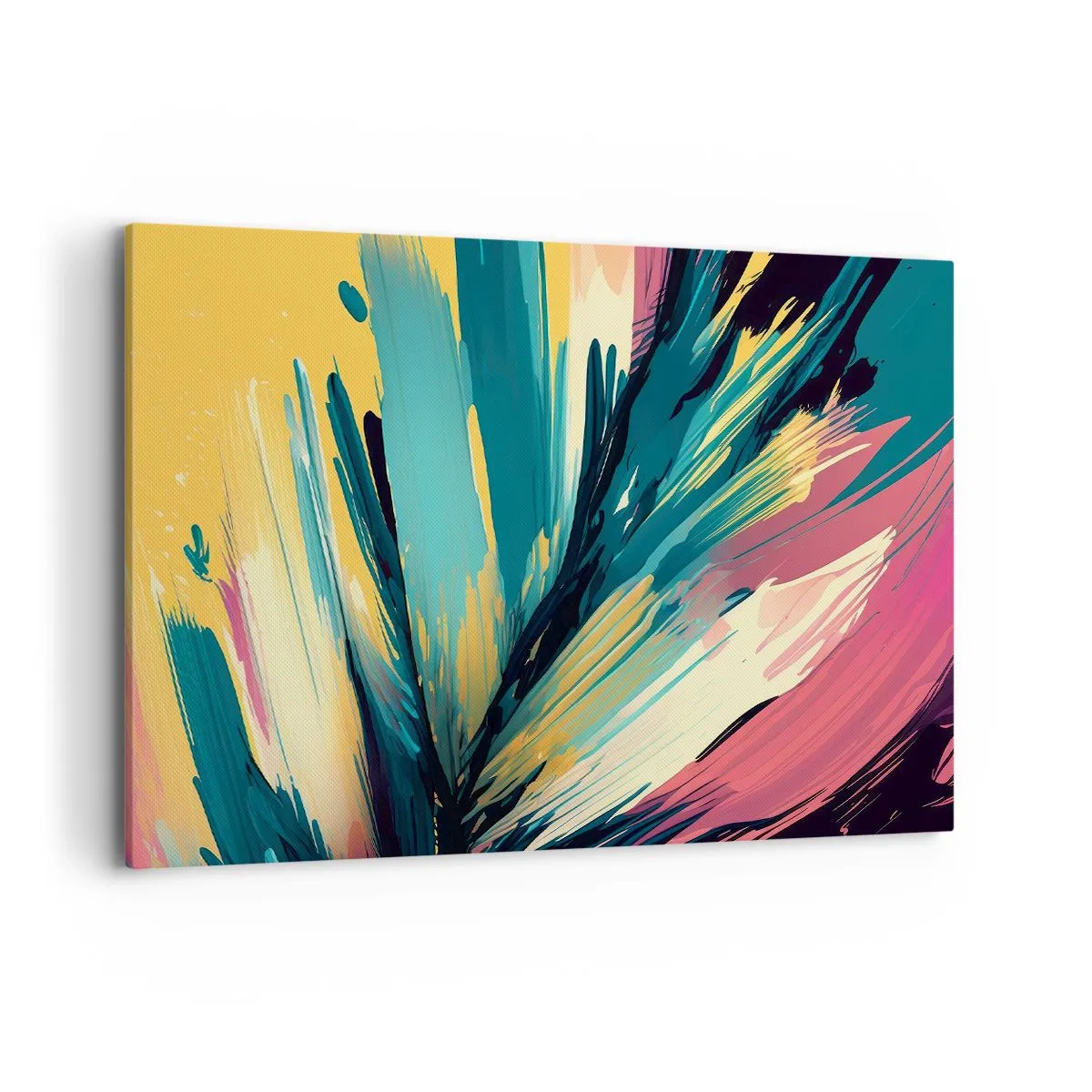 Impression sur toile - Image sur toile - Une composition abstraite aux couleurs intenses et contrastées. - 100x70cm - Composition – une explosion de joie - Décoration murale moderne pour le salon et la chambre ARTTOR