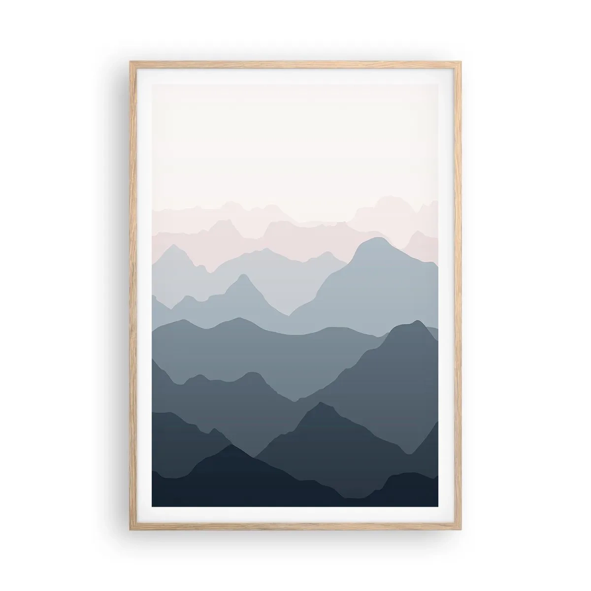 Affiche dans un chêne clair - Poster - Vagues de montagnes - 70x100 cm