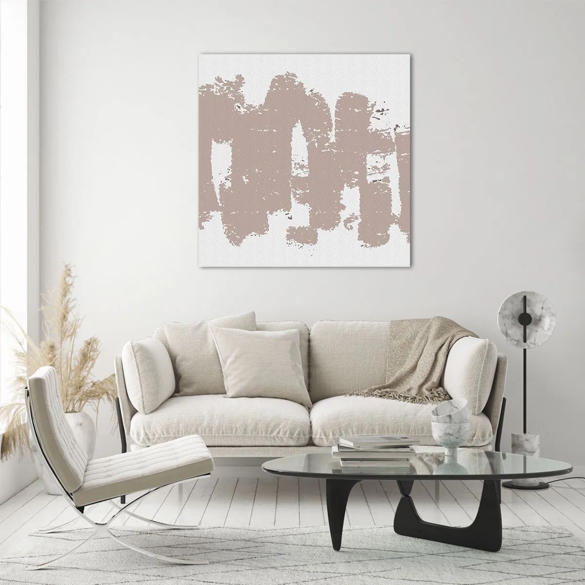 Impression sur verre - Image sur verre - Abstraction en rose tendre - 40x40 cm