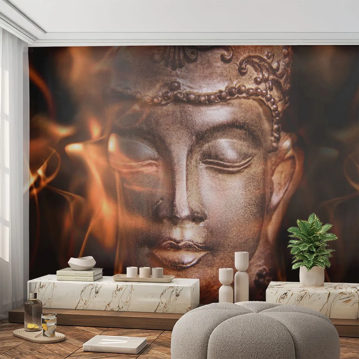 Papier Peint Photo Premium Canvas - Il n'existe qu'ici et maintenant - Bouddha, Religion, Asie - 450x315 cm