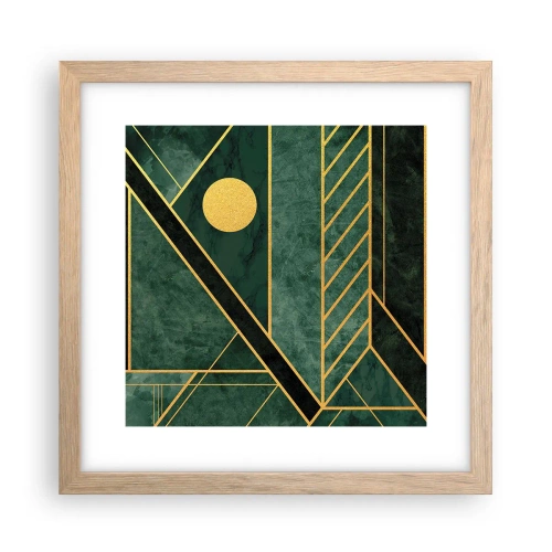 Affiche dans un chêne clair - Poster - Dynamique or et azur - 30x30 cm