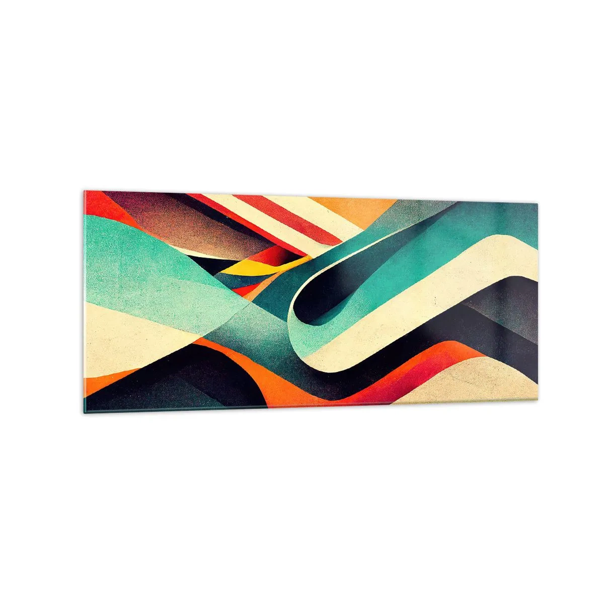 Impression sur verre - Image sur verre - Vagues abstraites colorées dans une composition dynamique - 120x50cm - Composition intense - Décoration murale moderne pour le salon et la chambre ARTTOR