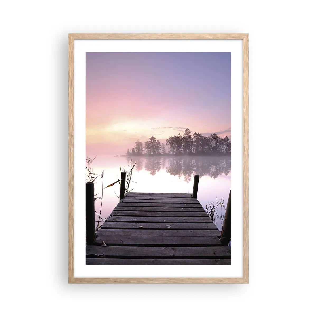 Affiche dans un chêne clair - Poster - De la brume lilas… - 50x70 cm