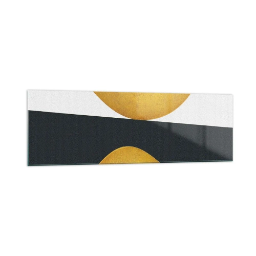 Impression sur verre - Image sur verre - Formes géométriques en or sur fond blanc et foncé - 160x50cm - Avant tout : l’or - Décoration murale moderne pour le salon et la chambre ARTTOR