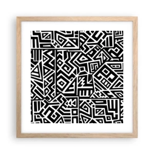 Affiche dans un chêne clair - Poster - Composition précolombienne - 40x40 cm