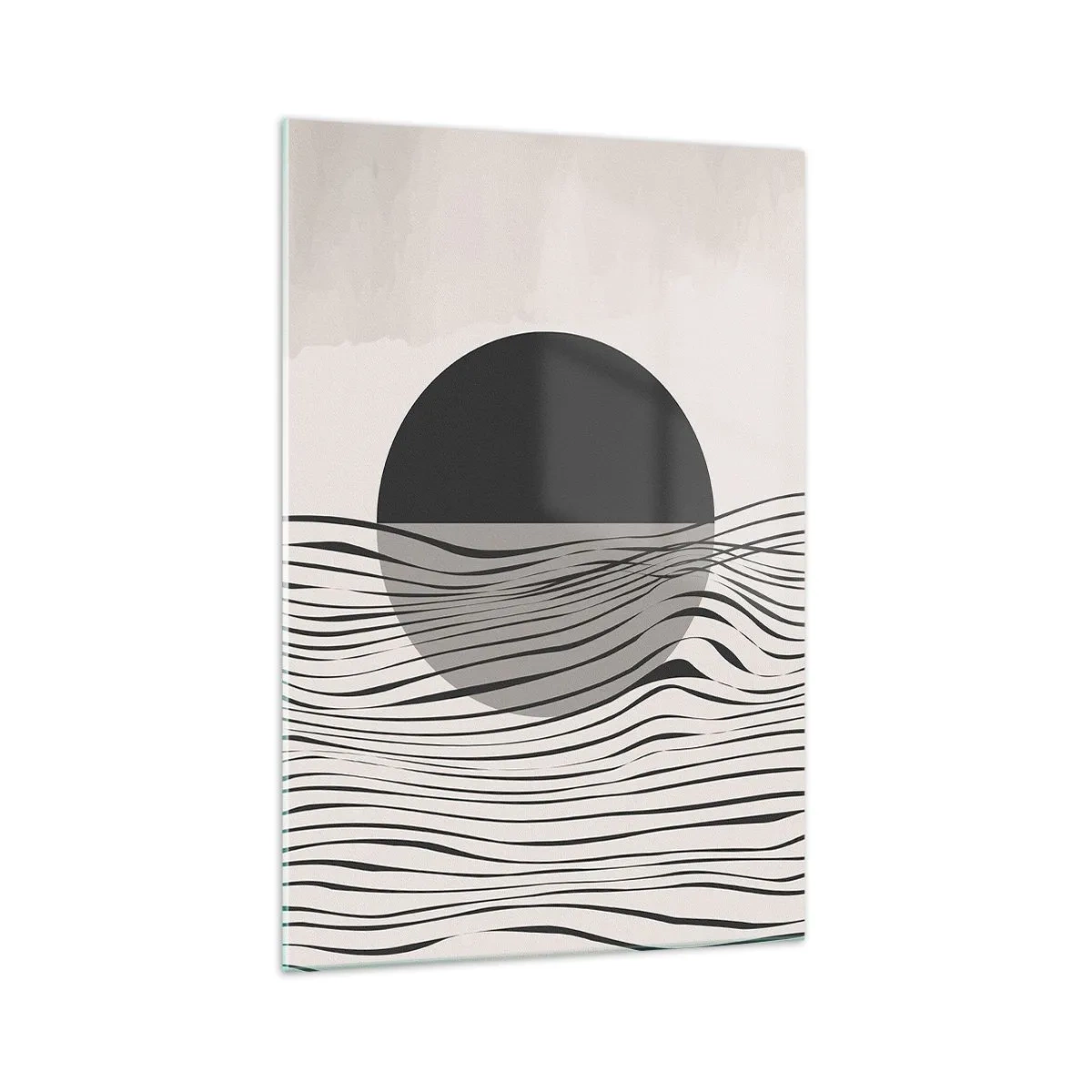 Impression sur verre - Image sur verre - Lignes abstraites et formes géométriques aux couleurs douces - 70x100cm - Demi composition - Décoration murale moderne pour le salon et la chambre ARTTOR