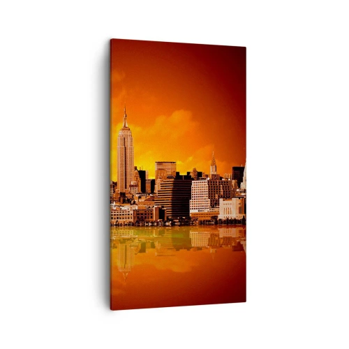 Impression sur toile - Image sur toile - Panorama de grande ville en jaune et bronze - 45x80 cm