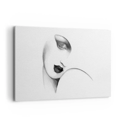 Impression sur toile - Image sur toile - Un portrait subtil d'une femme dans un style monochrome - 100x70cm - Dans le style de Lempicka - Décoration murale moderne pour le salon et la chambre ARTTOR