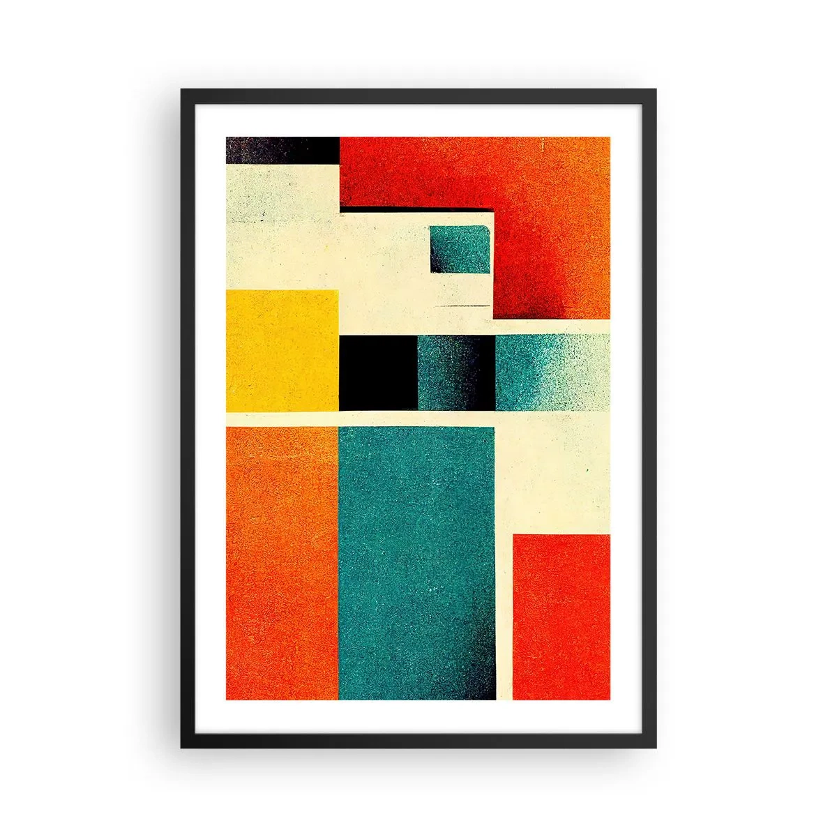 Affiche dans un cadre noir - Poster - Abstraction géométrique dans le style moderniste - 50x70cm - Abstraction géométrique – bonne énergie - Décoration murale moderne pour le salon et la chambre ARTTOR