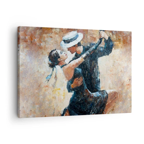 Impression sur toile - Image sur toile - Un couple dansant le tango dans un style romantique et élégant - 70x50cm - À la Rudolf Valentino - Décoration murale moderne pour le salon et la chambre ARTTOR