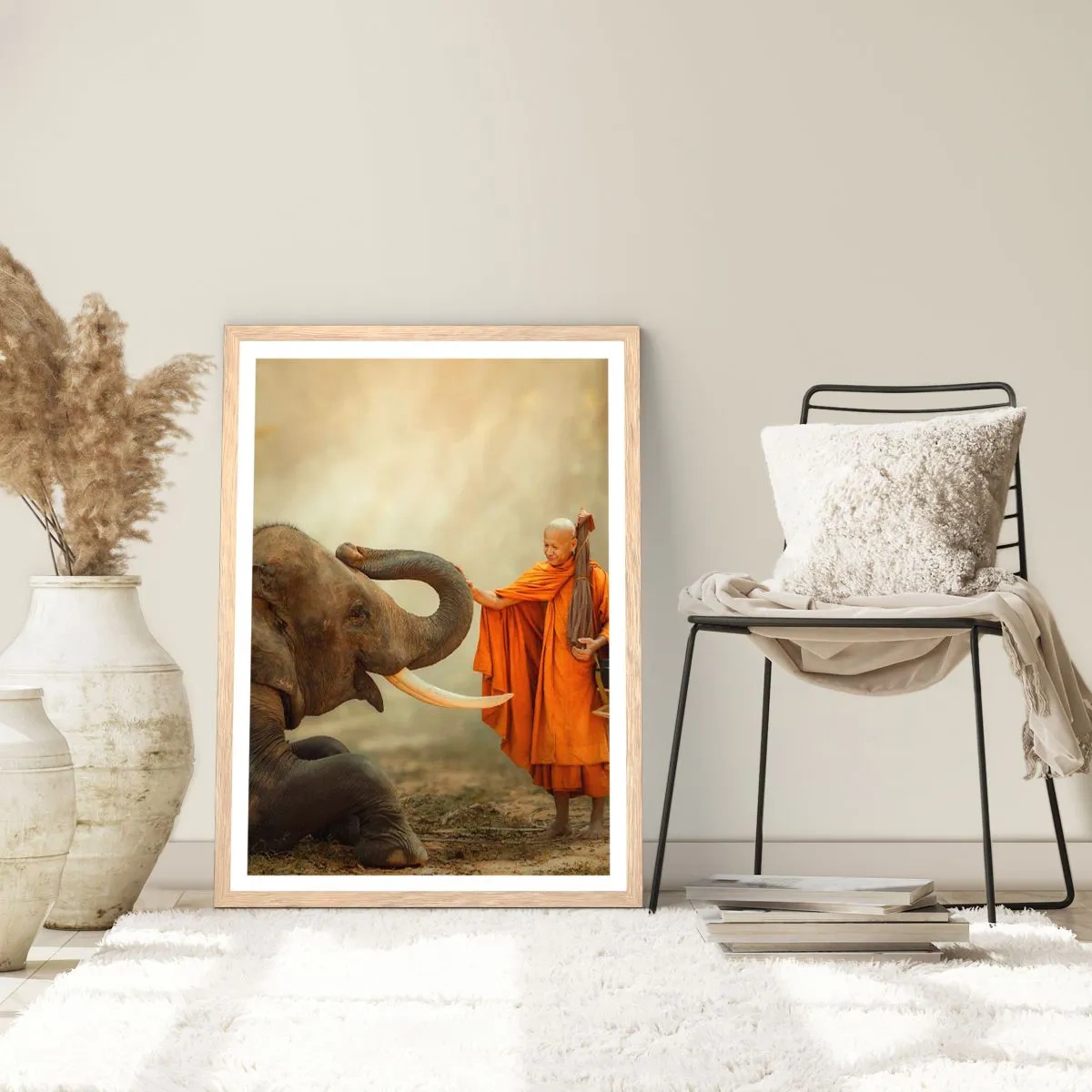 Affiche dans un chêne clair - Poster - Rencontre en voyageant - 61x91 cm