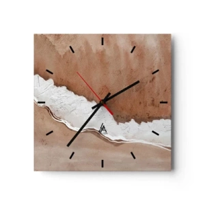 Horloge murale - Pendule murale - Texture de sable avec des accents blancs - 30x30cm - Dans des couleurs de la terre - Décoration murale moderne pour le salon et la chambre ARTTOR