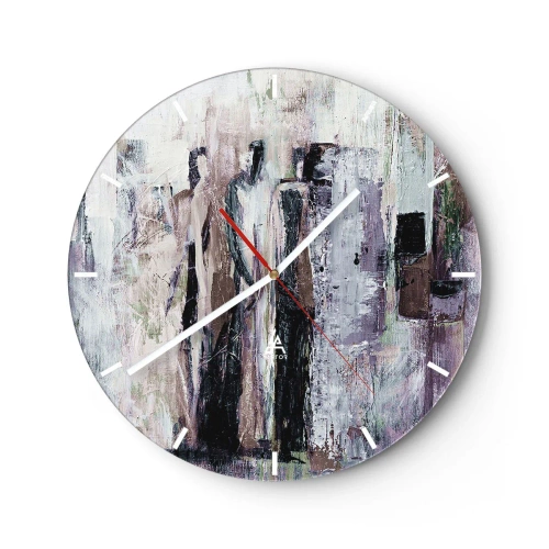Horloge murale - Pendule murale - Figures abstraites dans une palette de couleurs sobres - 30x30cm - Les trois mystérieux - Décoration murale moderne pour le salon, la cuisine et la chambre ARTTOR