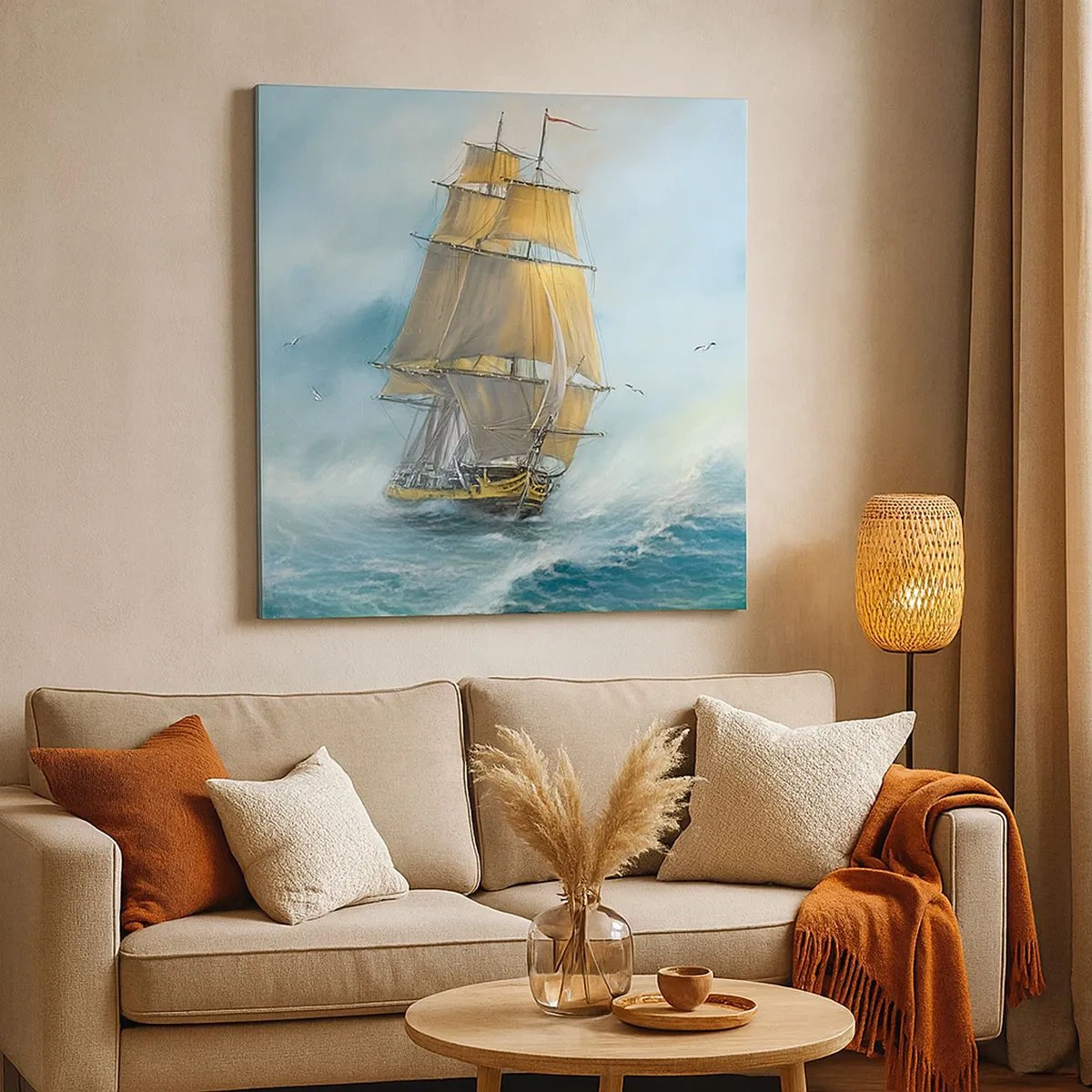 Impression sur toile - Image sur toile - Se précipitant sur les vagues - 30x30 cm