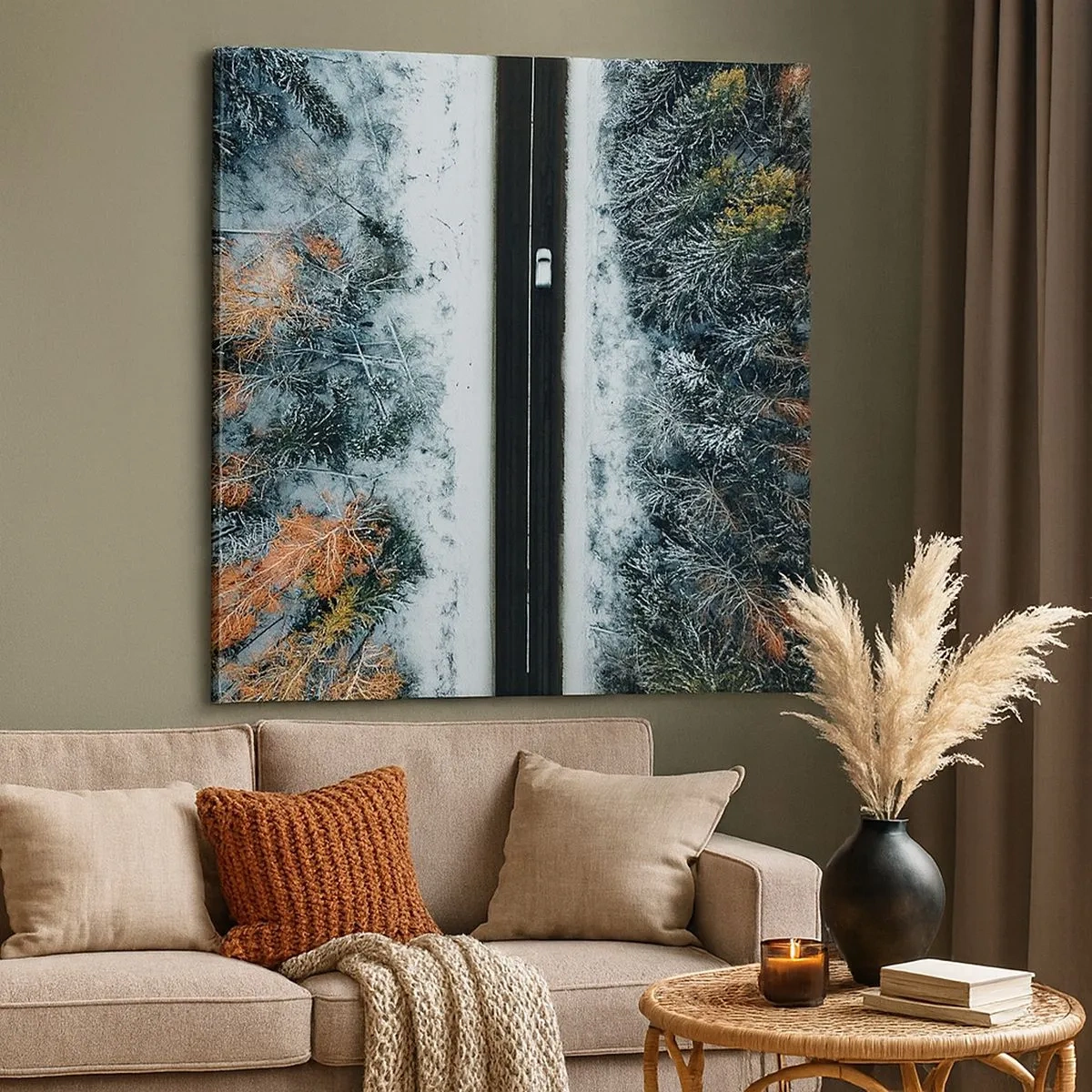 Impression sur toile - Image sur toile - Couper à travers la forêt d'hiver - 30x30 cm