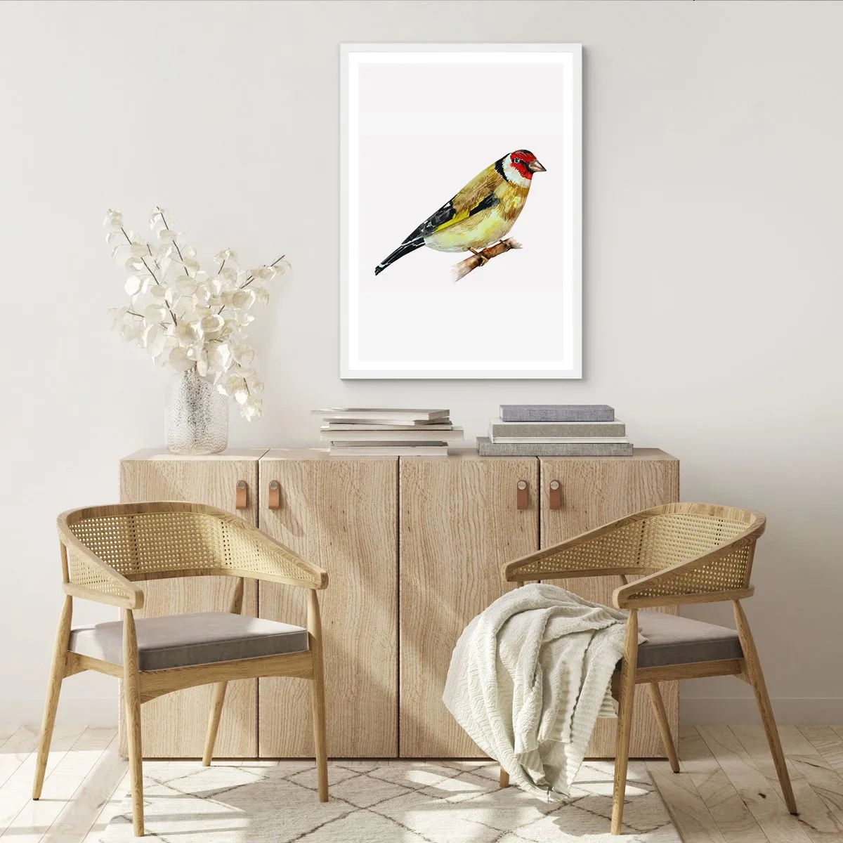 Affiche dans un cadre blanc - Poster - Portrait d'oiseau - 70x100 cm