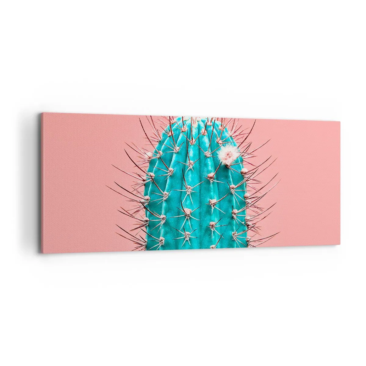 Impression sur toile - Image sur toile - Une interprétation artistique d'un cactus sur fond rose - 120x50cm - Juste regarde - Décoration murale moderne pour le salon et la chambre ARTTOR