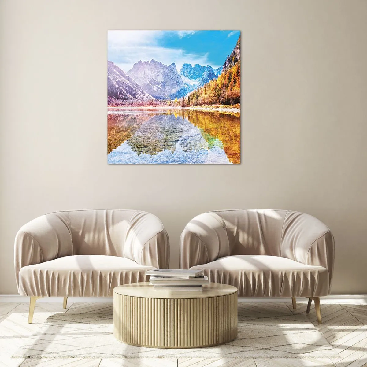 Impression sur verre - Image sur verre - C'est déjà le printemps à la montagne - 70x70 cm