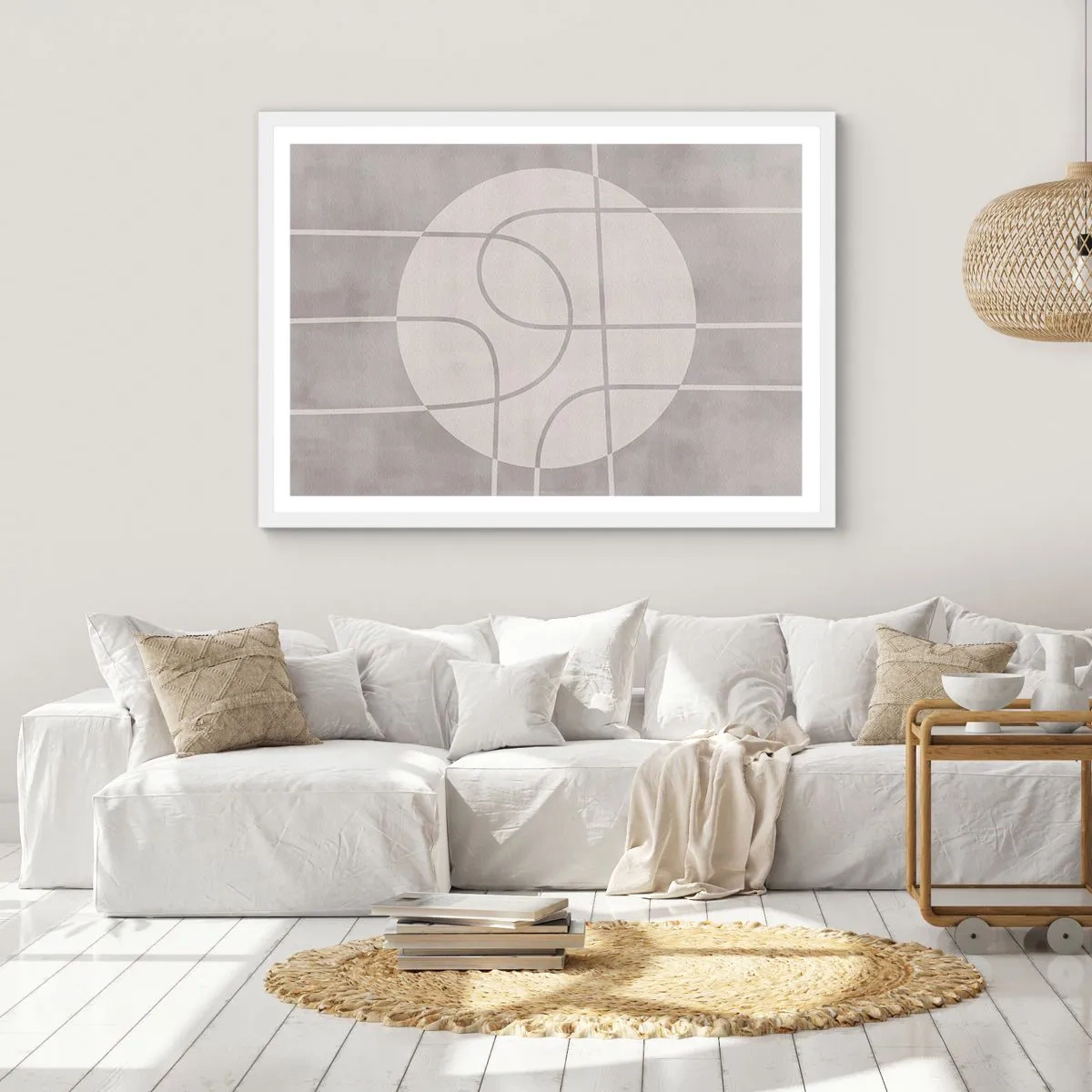 Affiche dans un cadre blanc - Poster - Circulaire et tout droit - 91x61 cm