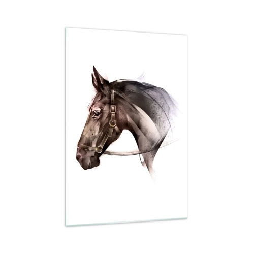 Impression sur verre - Image sur verre - Un profil de cheval dans une forme artistique délicate sur fond blanc - 70x100cm - Quelle grâce - Décoration murale moderne pour le salon et la chambre ARTTOR