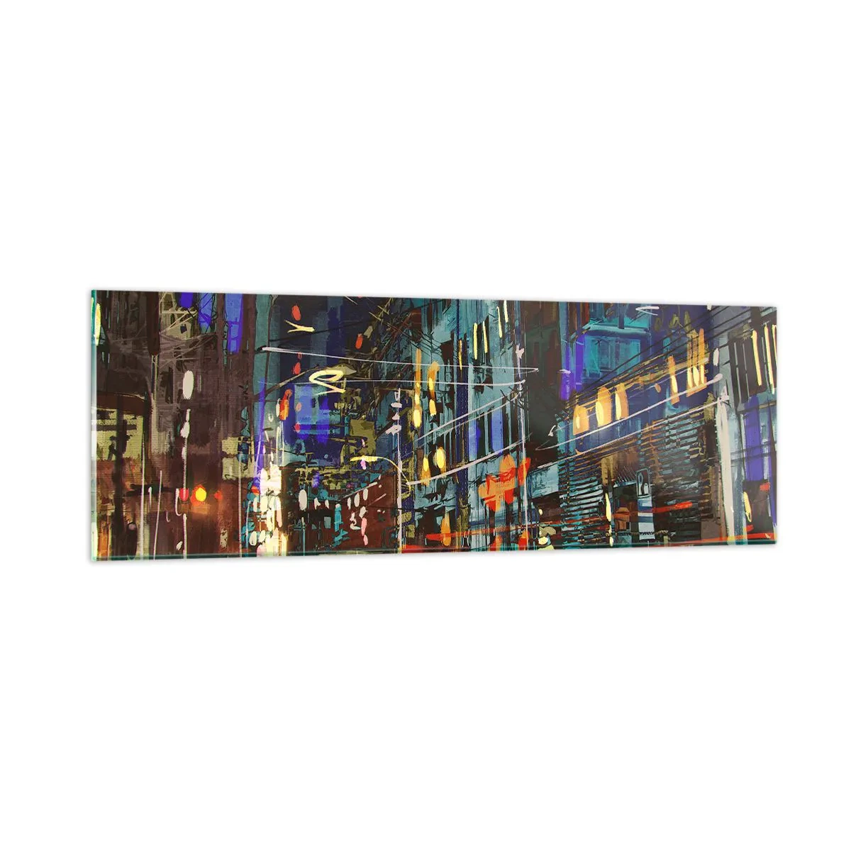Impression sur verre - Image sur verre - L'agitation de la rue en soirée - 90x30 cm