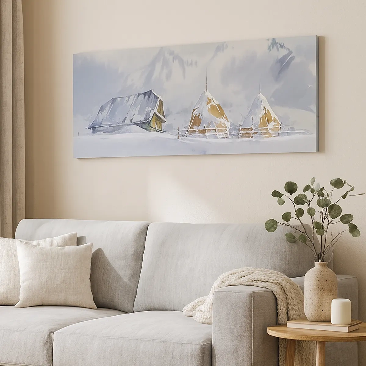 Impression sur toile - Image sur toile - Dans une vallée enneigée - 30x30 cm