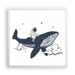 Affiche dans un cadre blanc - Poster - Aventure spatiale - 60x60 cm