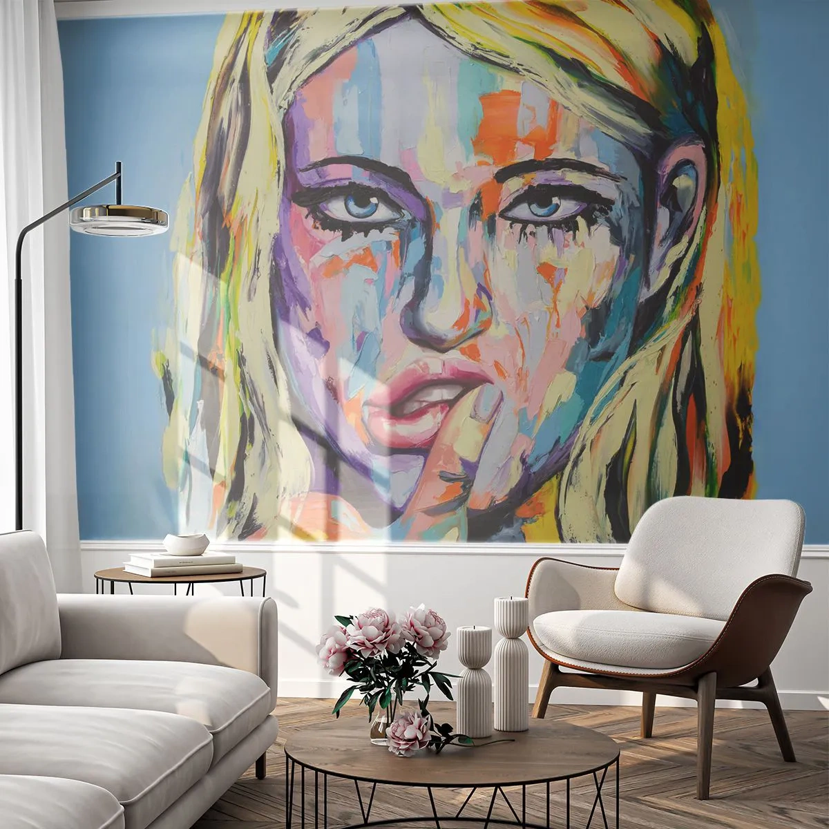 Papier Peint Autocollant Deluxe Sticker - Regarde-la droit dans les yeux - Femme, Portrait d'une femme, Fille - 250x175 cm
