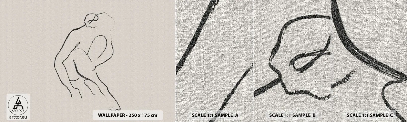 Échantillon de Papier Peint Premium Canvas - Croquis intime - Minimalisme, Acte, Femme - 100x30 cm