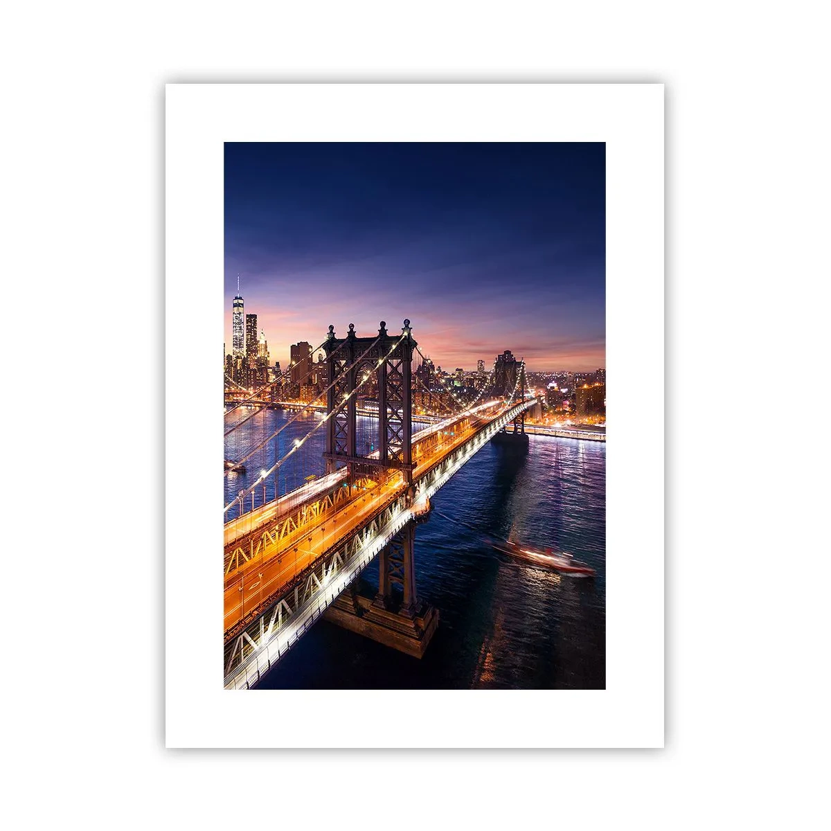 Affiche - Poster - Un pont lumineux au cœur de la ville - 30x40 cm