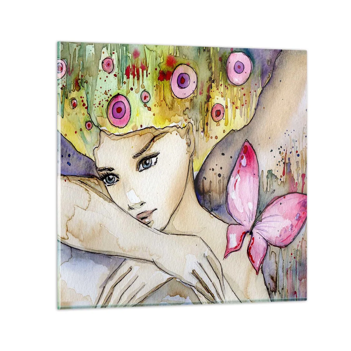 Impression sur verre - Image sur verre - La princesse papillon - 50x50 cm