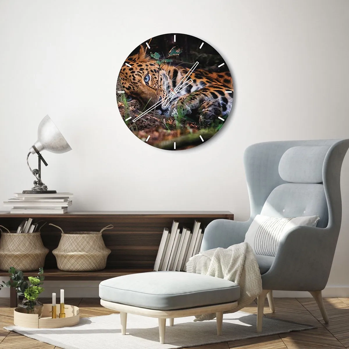 Horloge murale - Pendule murale - Un léopard au repos dans son environnement naturel - 30x30cm - Fais-moi confiance - Décoration murale moderne pour le salon, la cuisine et la chambre ARTTOR
