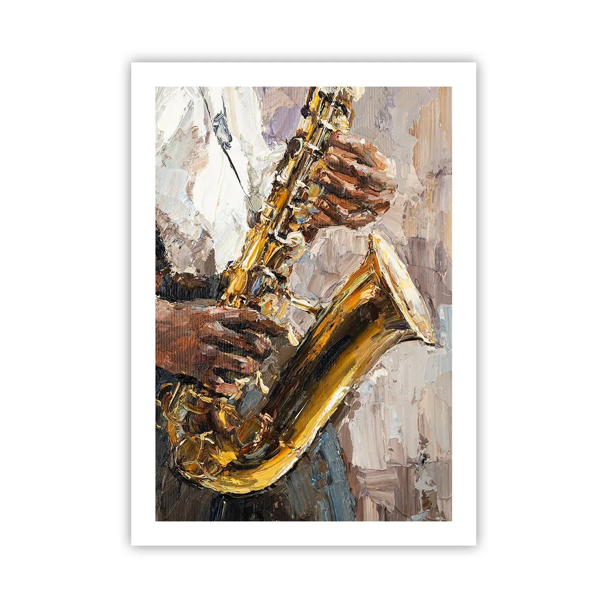 Affiche - Poster - Un saxophoniste jouant dans un style de peinture artistique - 50x70cm - C'est l'heure du solo - Décoration murale moderne pour le salon et la chambre ARTTOR