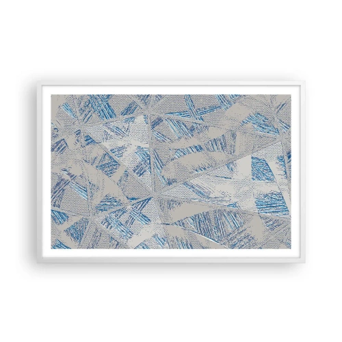 Affiche dans un cadre blanc - Poster - Dans un labyrinthe bleu-gris - 91x61 cm