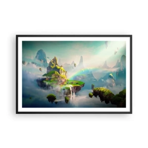Affiche dans un cadre noir - Poster - Au milieu des cieux - îles du bonheur - 91x61 cm