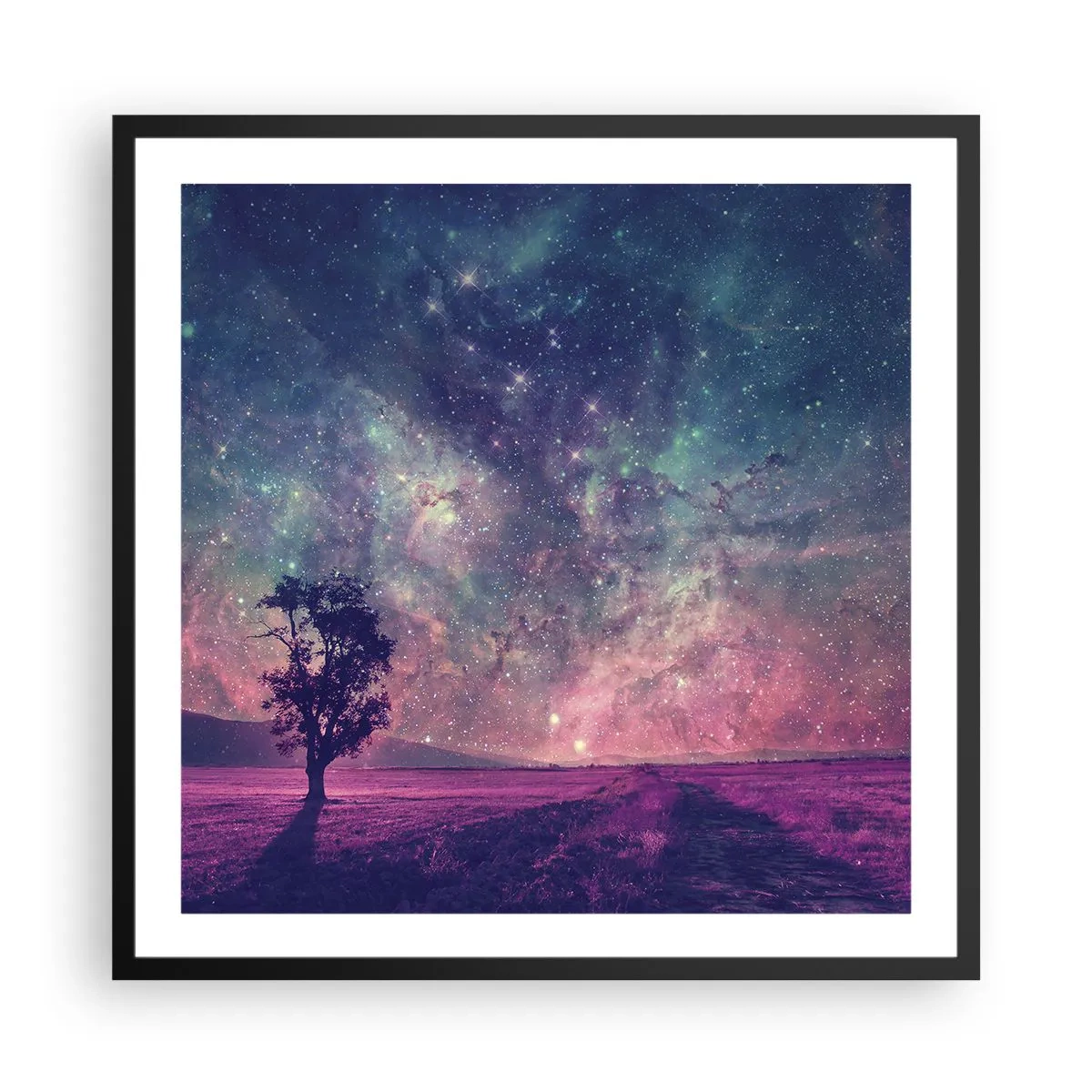 Affiche dans un cadre noir - Poster - Sous un ciel magique - 60x60 cm