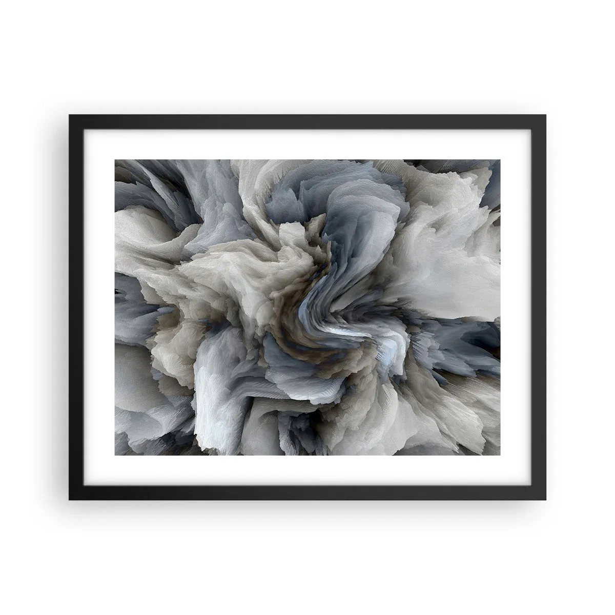 Affiche dans un cadre noir - Poster - Pierre et fleur - 50x40 cm