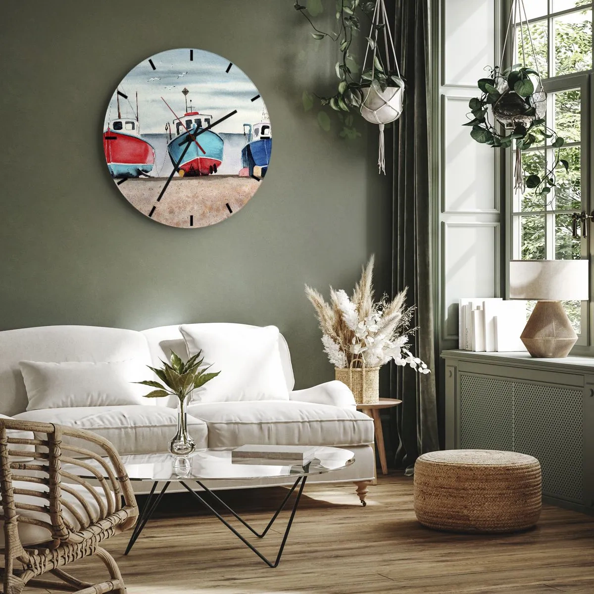 Horloge murale - Pendule murale - Prêt pour la pêche - 40x40 cm